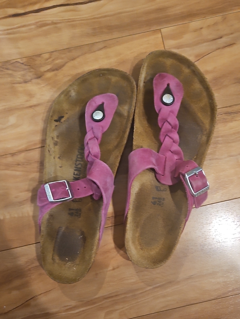 Birkenstock Women's Pink Braided Toe-Post Sandals